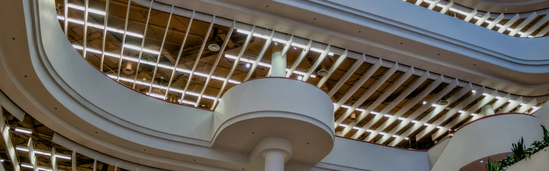 Interior atrium of a modern London office building
