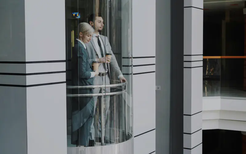 Modern office building entrance in London