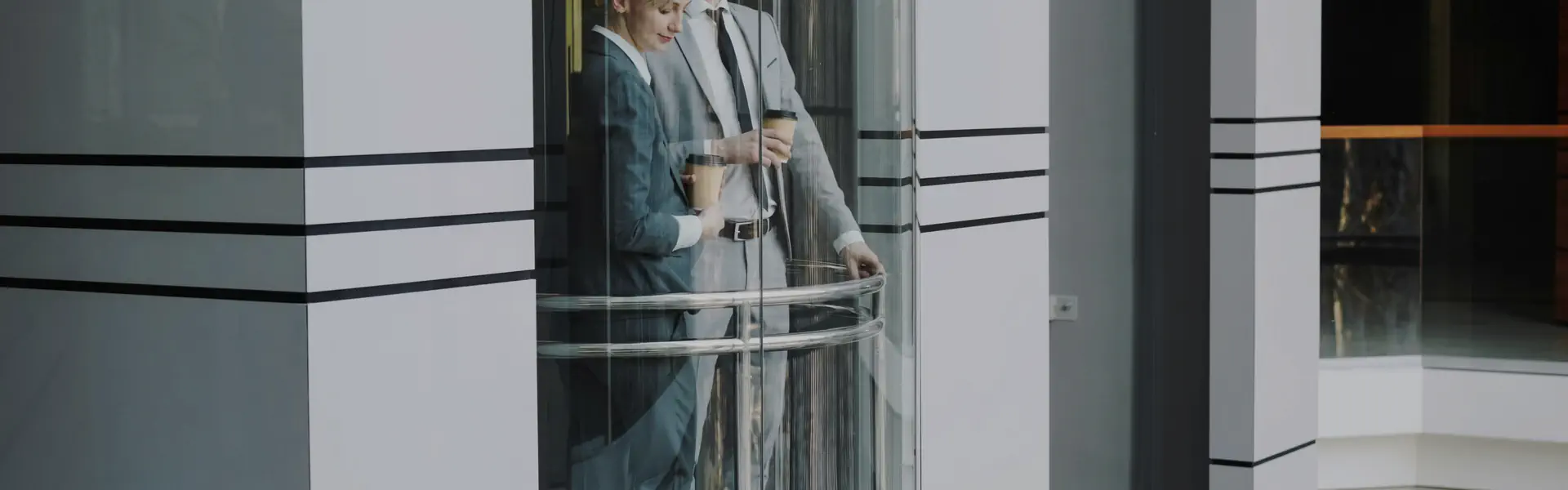 Modern office building entrance in London