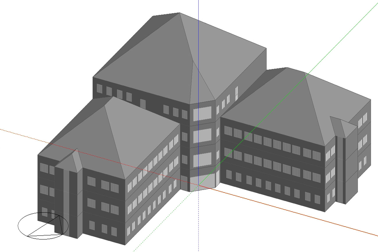 DesignBuilder 3D model of a multi-storey building — commercial EPC London