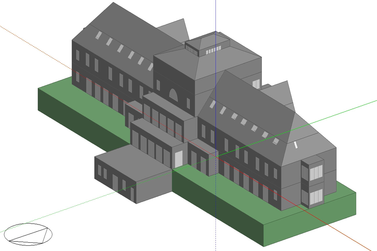 DesignBuilder 3D model of a large-format retail building — commercial EPC